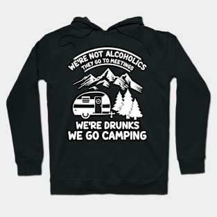 We're Not Alcoholics They Go to Meetings Funny Camping Night Hoodie